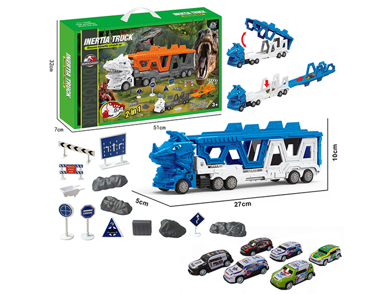 Transformable Triceratops Police Vehicle Ejection Track Set