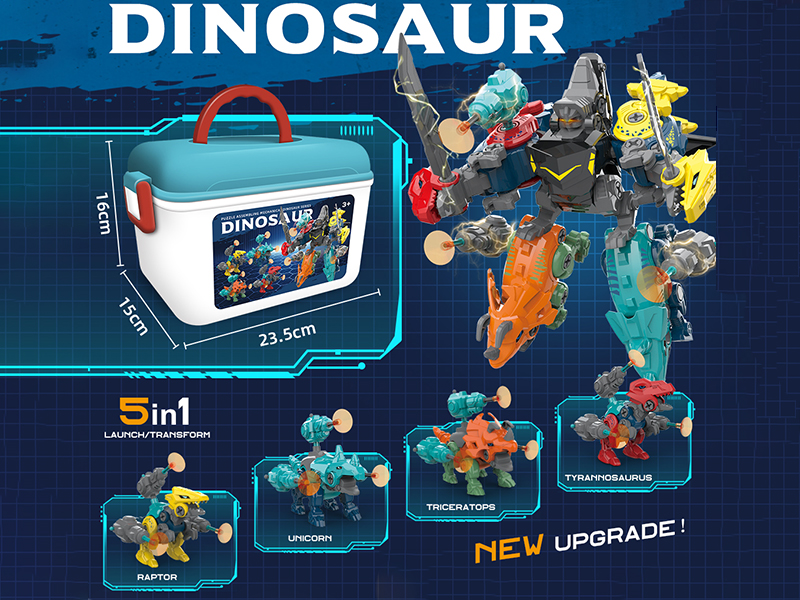 5 In 1 Deformable Assembly Dinosaur With Ejection Gun