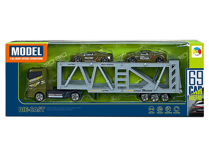 Alloy Military Series Double-Decker Transporter With 2 Alloy Military Trucks