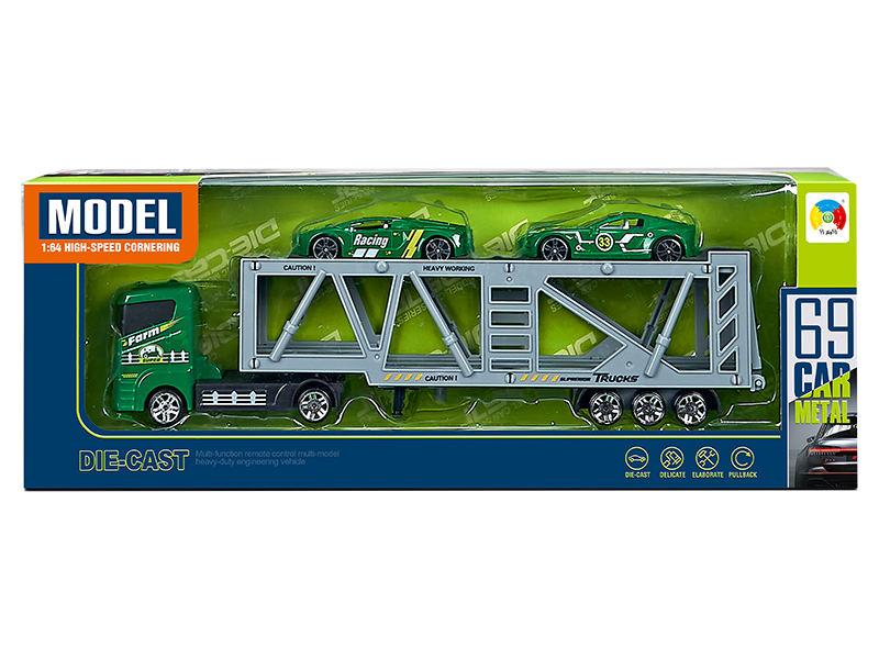 Alloy Farm Series Double-Decker Transporter With 2 Alloy Cars
