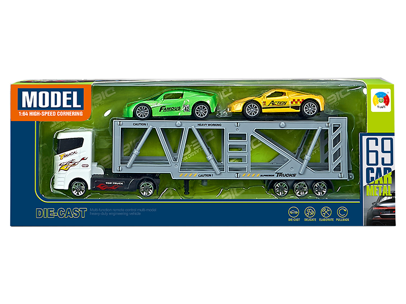 Alloy Double-Decker Transporter With 2 Alloy Pull Back Cars