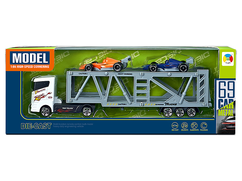 Alloy Double-Decker Transporter With 2 Alloy F1 Racing Cars