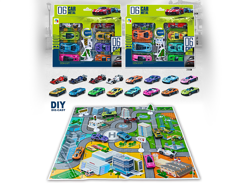 Alloy Cars City Sence Series(6 Slide Simulated Cars + 2 Slide F1 Racing Cars)