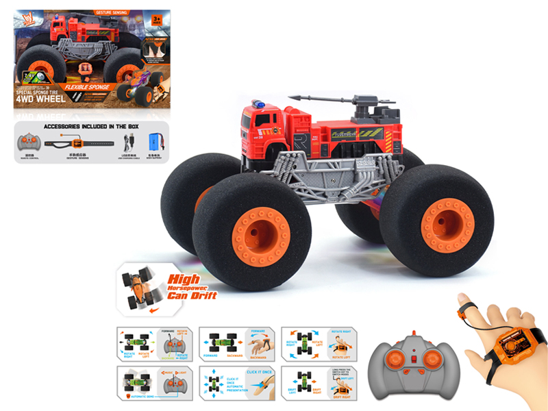 1:16 Dual Remote Control  Wind Fire Wheel Fire Fighting Sponge Wheel Car