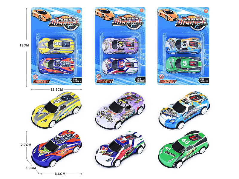 Light Alloy Pull Back Cars 2pcs