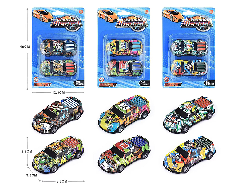 Light Alloy Pull Back Cars 2pcs