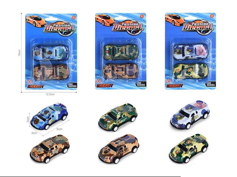 Pull Back Light Alloy/Iron Cars 2pcs