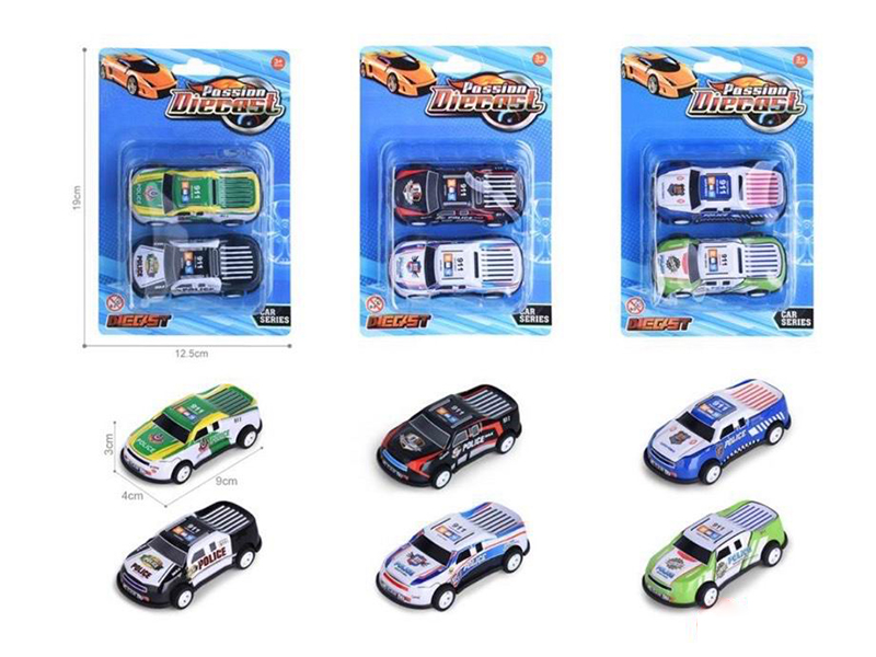 Pull Back Light Alloy/Iron Cars 2pcs