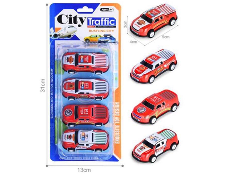 Pull Back Light Alloy/Iron Cars 4pcs