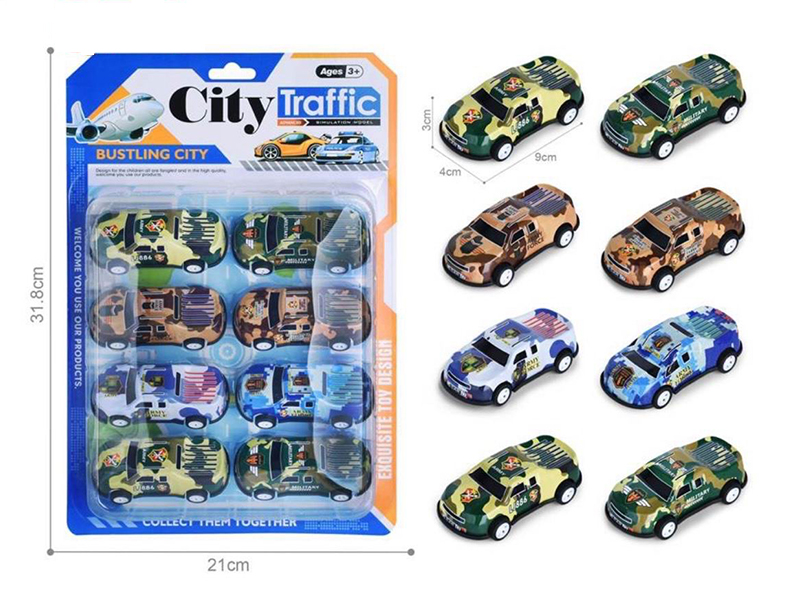 Pull Back Light Alloy/Iron Cars 8pcs