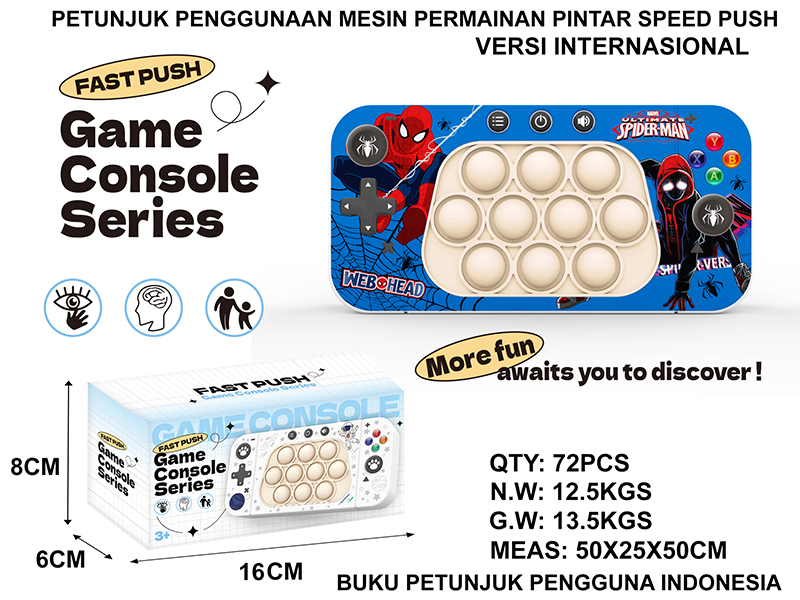 Fourth Generation International Edition Spiderman Electronic Fast Push Game Consoles(Indonesian Instruction Manual)
