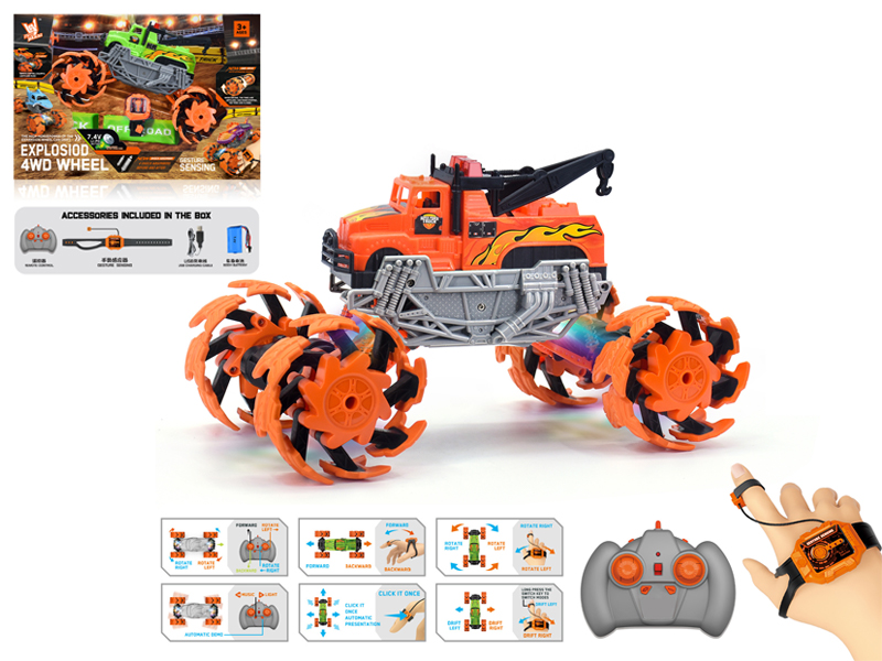 1:16 Dual Remote Control Wind Fire Wheel Explosion Wheel Wreck Crane