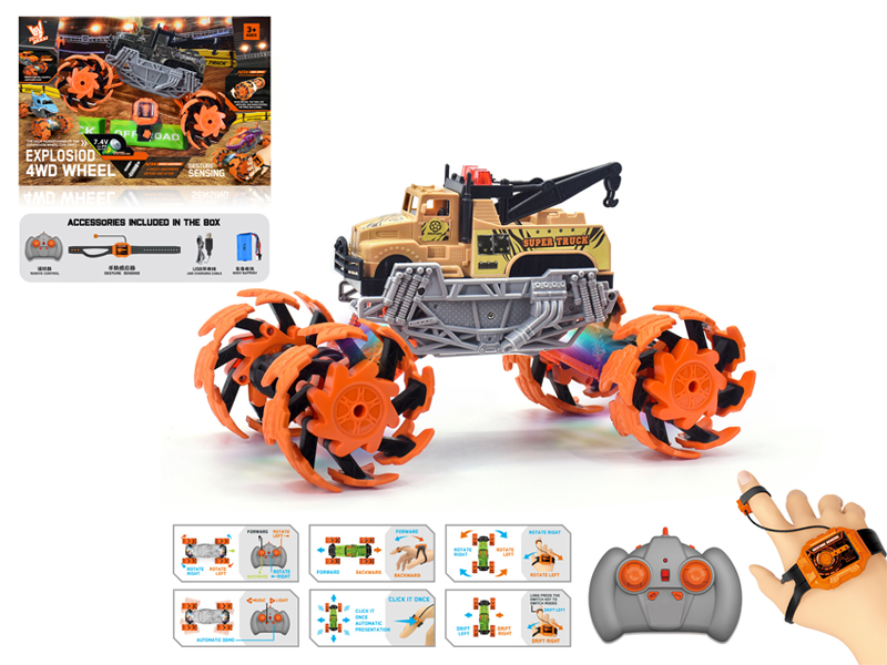 1:16 Dual Remote Control Wind Fire Wheel Explosion Wheel Military Rescue Crane