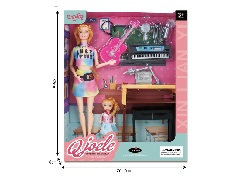 11.5 Inch Joint Doll Piano Teacher Set