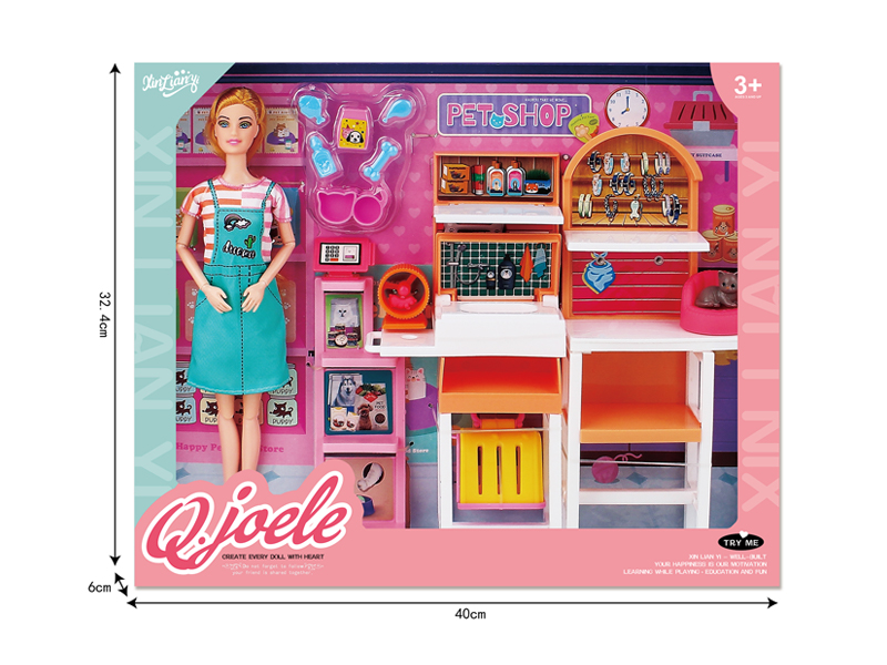 11.5 Inch Joint Doll Pet Shop Set