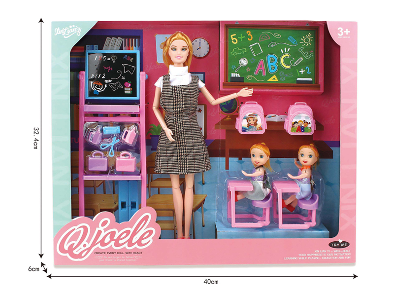 11.5 Inch Joint Doll Teacher School Set