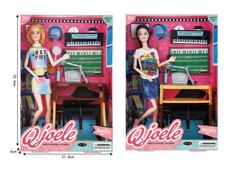 11.5 Inch Joint Doll Piano Teacher Set