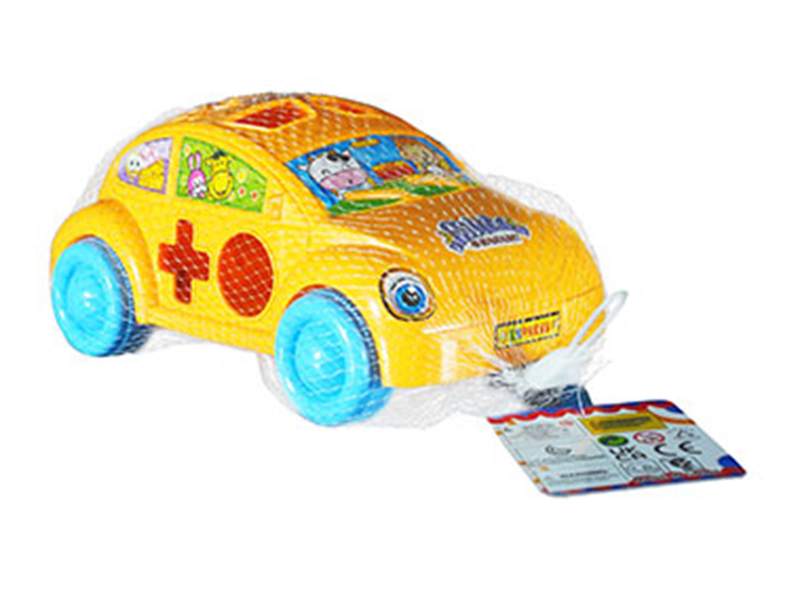 Shape Matching Building Blocks Beetle Car Pull Toy 8pcs