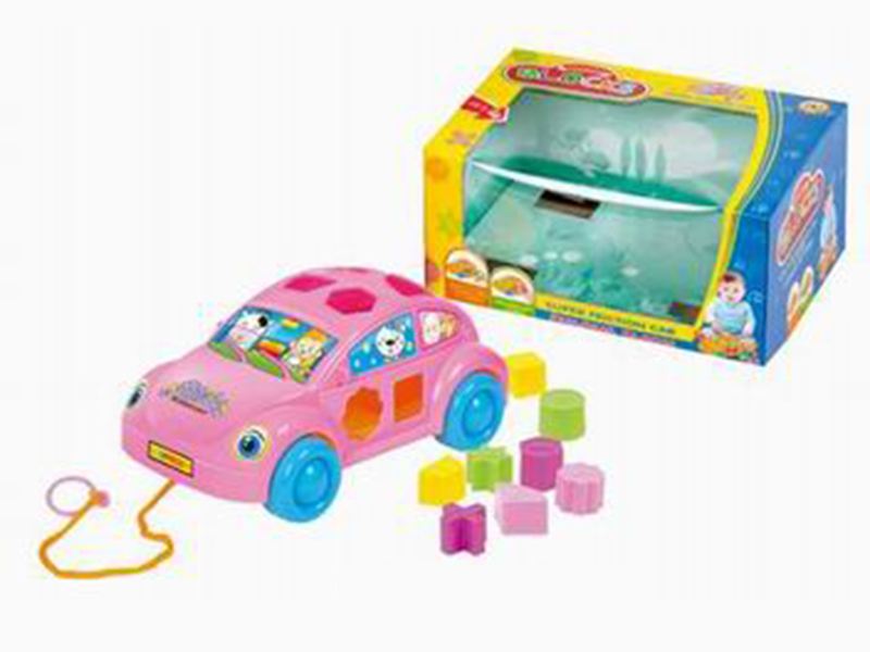 Shape Matching Building Blocks Beetle Car Pull Toy 8pcs