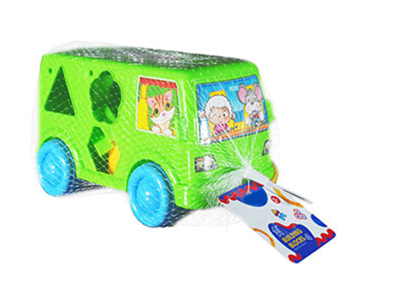 Shape Matching Building Block Bus Pull Toy 6pcs