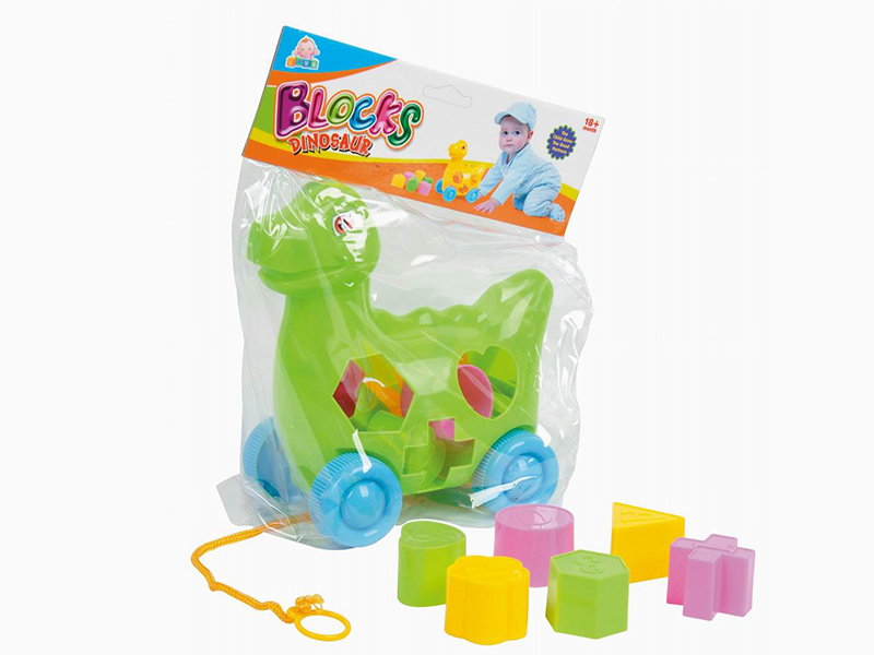 Shape Matching Building Block Dinosaur Pull Toy 6pcs