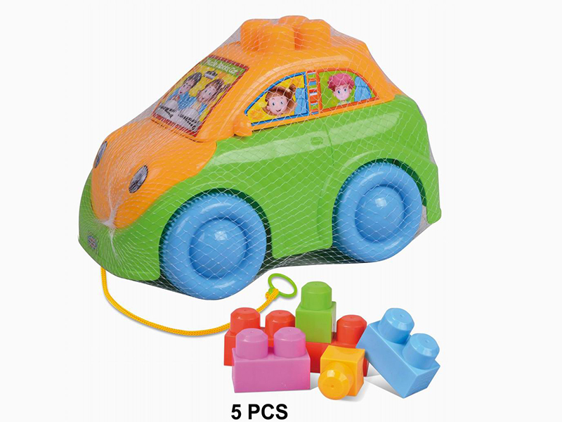 Cartoon Building Block Car 5pcs
