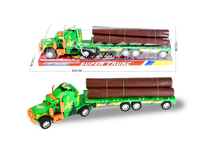 Friction Trailer Truck With Three Wooden Strips