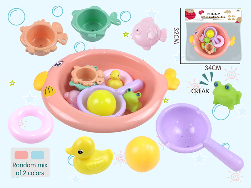 Round Fish Bowl With Shower Accessories+Vinyl Animal Toy