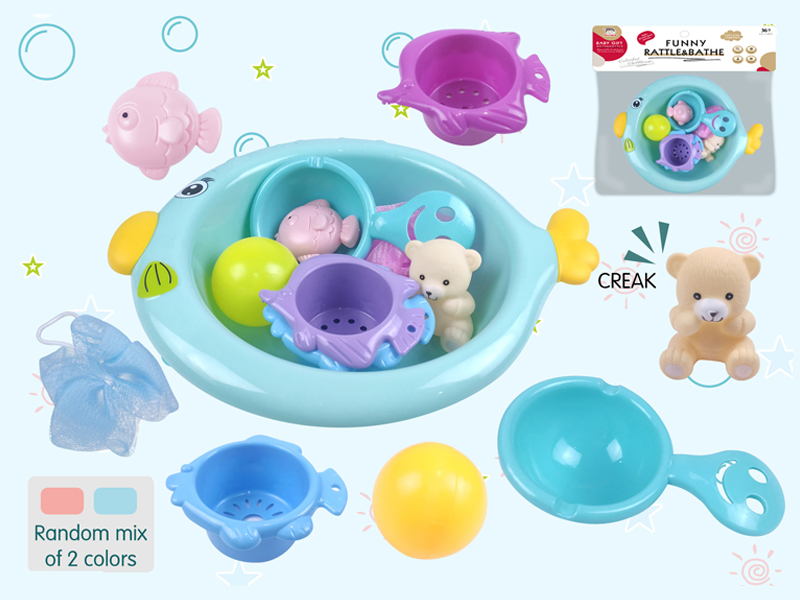 Round Fish Bowl With Shower Accessories+Vinyl Animal Toy