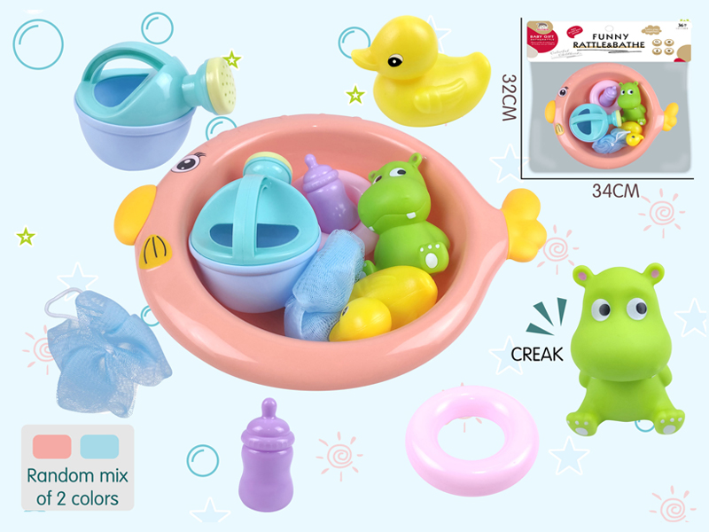 Round Fish Bowl With Shower Accessories+Vinyl Animal Toy