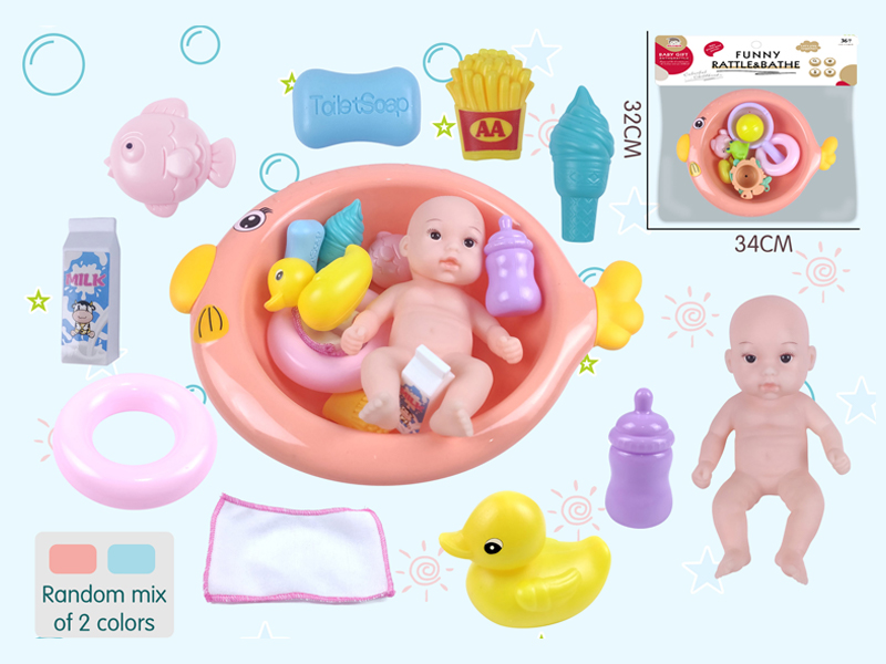 Round Fish Bowl With Shower Accessories+7-Inch Doll