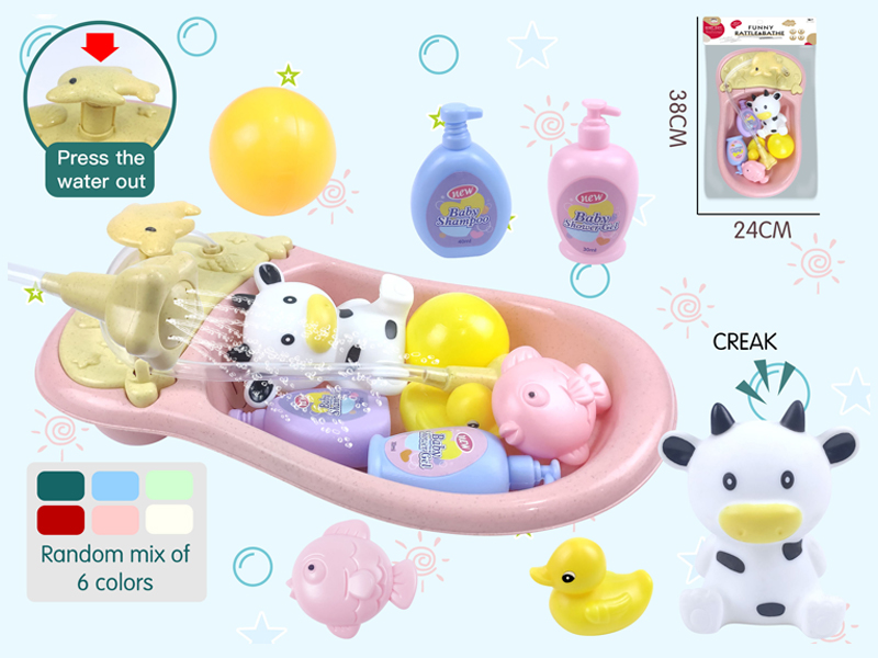 Fountain With Shower Accessories+Vinyl Animal Toy