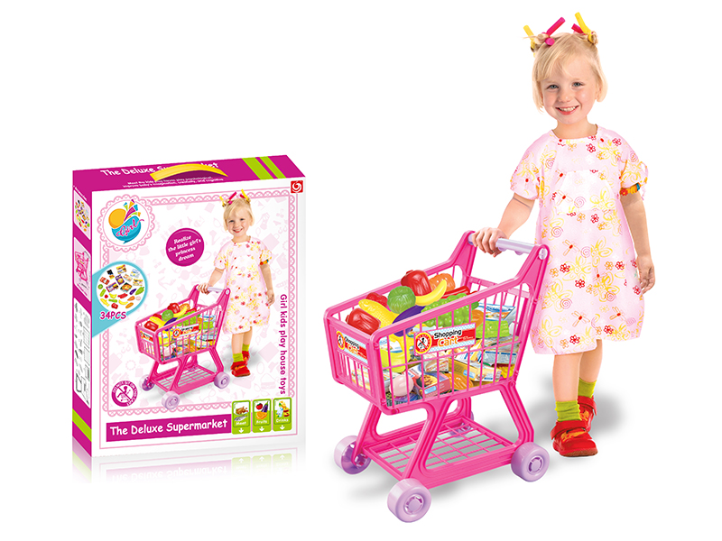Girl's Supermarket Shopping Cart Set