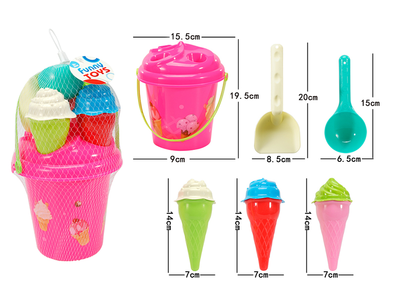 Ice Cream Sand Mold Sand Bucket Set 7pcs