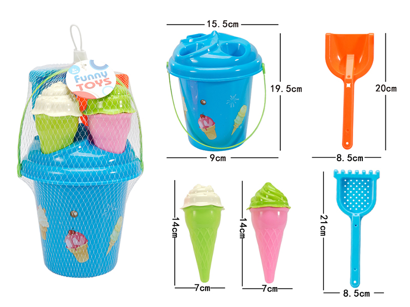 Ice Cream Sand Mold Sand Bucket Set 6pcs