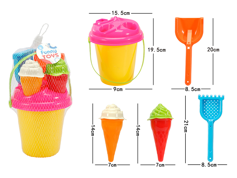 Ice Cream Sand Mold Sand Bucket Set 6pcs