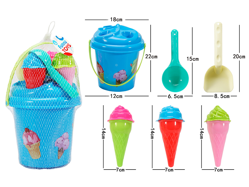 Ice Cream Sand Mold Sand Bucket Set 7pcs