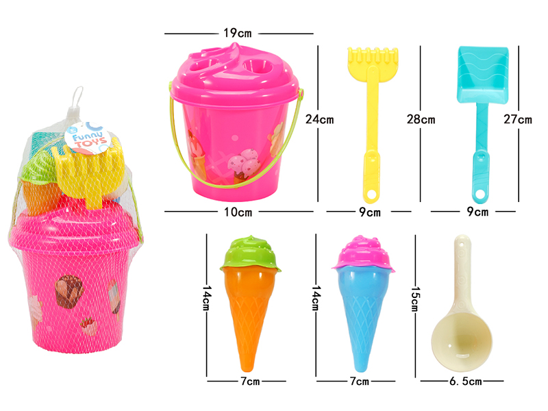 Ice Cream Sand Mold Sand Bucket Set 7pcs