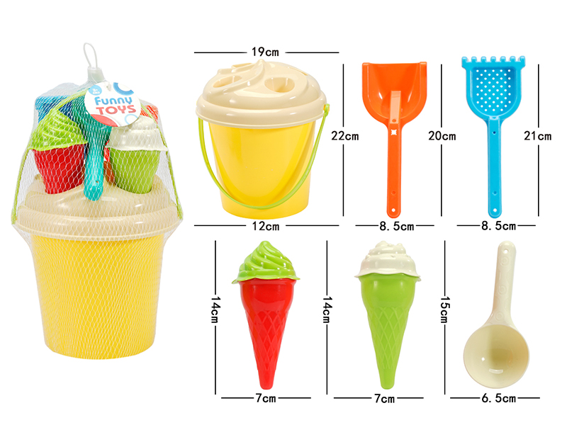 Ice Cream Sand Mold Sand Bucket Set 7pcs