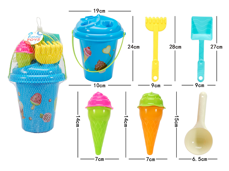 Ice Cream Sand Mold Sand Bucket Set 7pcs