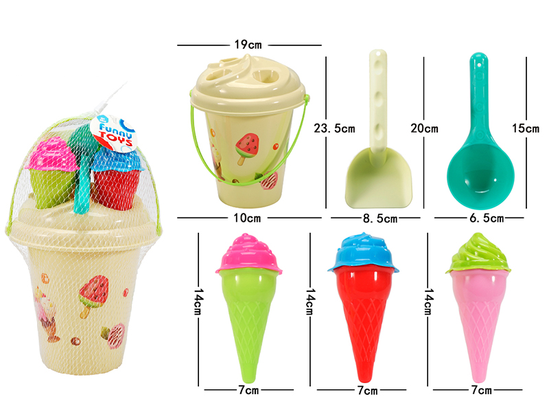 Ice Cream Sand Mold Sand Bucket Set 7pcs