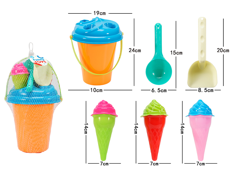 Ice Cream Sand Mold Sand Bucket Set 7pcs