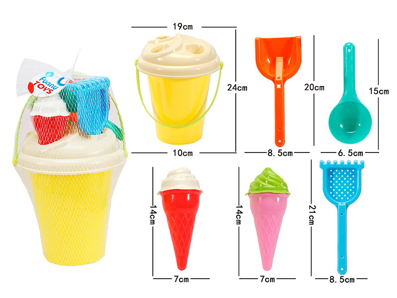Ice Cream Sand Mold Sand Bucket Set 7pcs