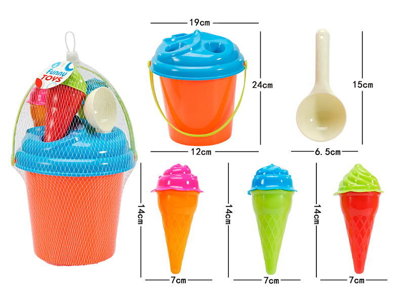 Ice Cream Sand Mold Sand Bucket Set 6pcs