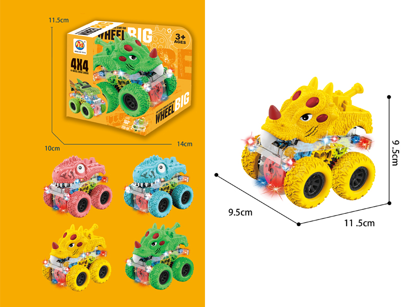 Dual Friction Stunt Tooth Wheel Dinosaur Car With Light