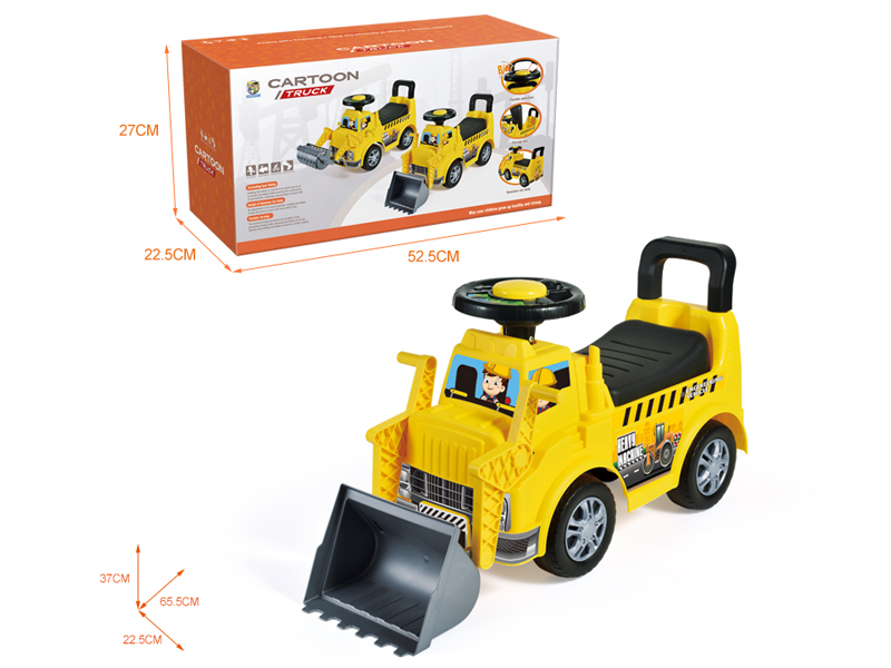 Cartoon Stroller Bulldozer With Bb Whistle Steering Wheel