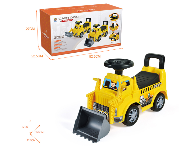 Cartoon Stroller Bulldozer With Music Steering Wheel