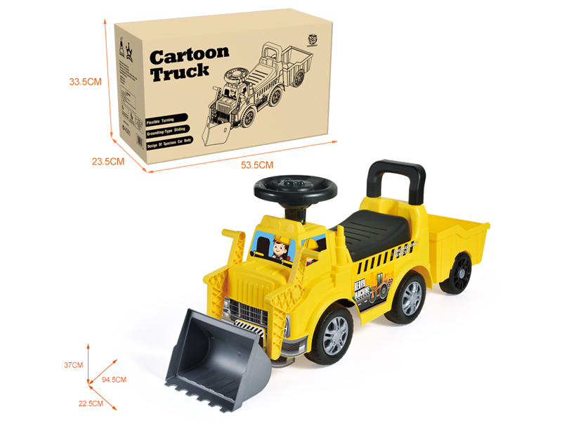 Cartoon Stroller Bulldozer With Rear Bucket With Music Steering Wheel