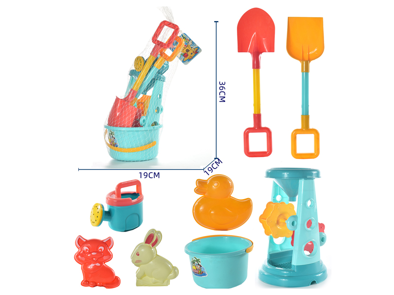 8PCS Beach Hourglass Bucket Toy