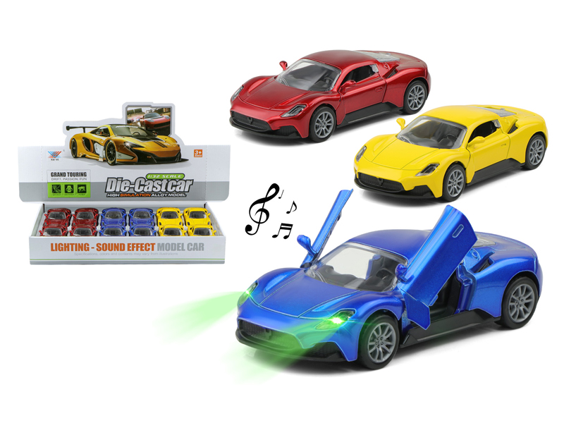 12Pcs 1:32 Alloy Pull Back Maserati  Car With Light Music